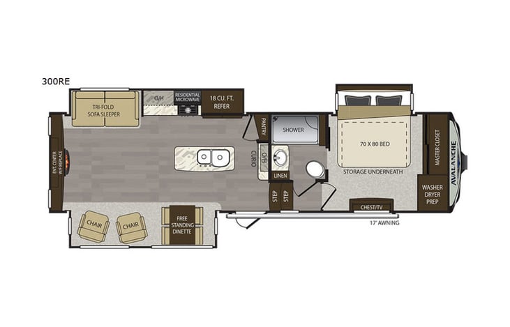 Representative floor plan provided by a trusted RVshare partner.