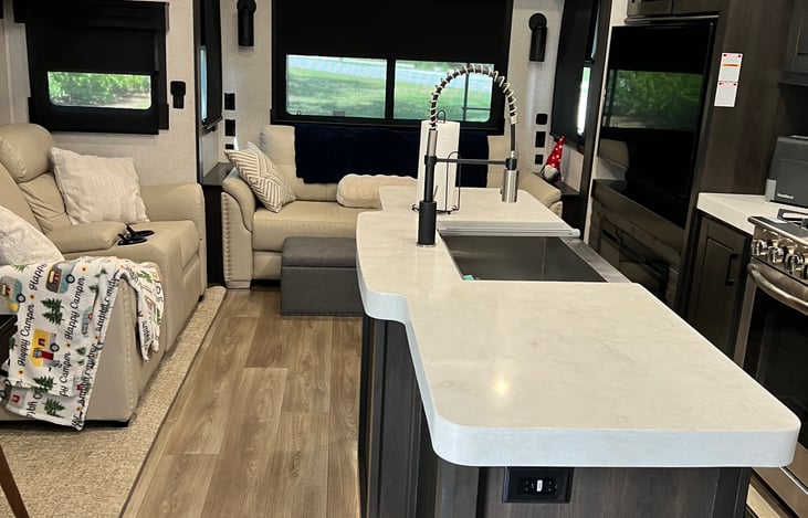 Kitchen island 
Residential refrigerator