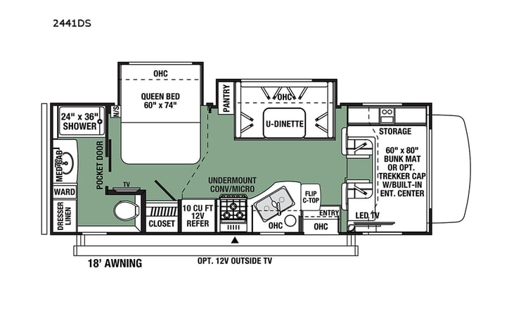 Representative floor plan provided by a trusted RVshare partner.