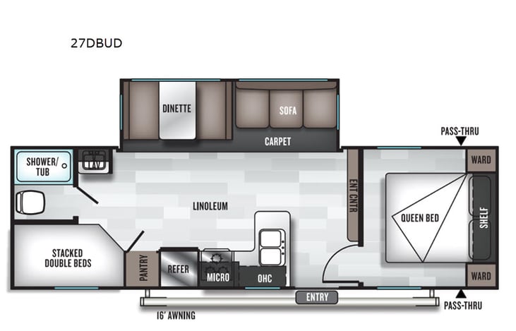 Representative floor plan provided by a trusted RVshare partner.