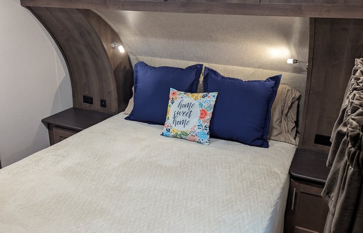 Our happy place! Comfy queen!