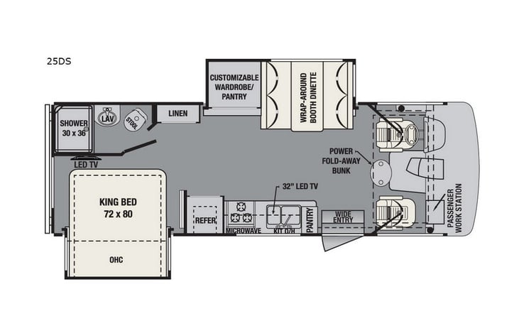 Representative floor plan provided by a trusted RVshare partner.
