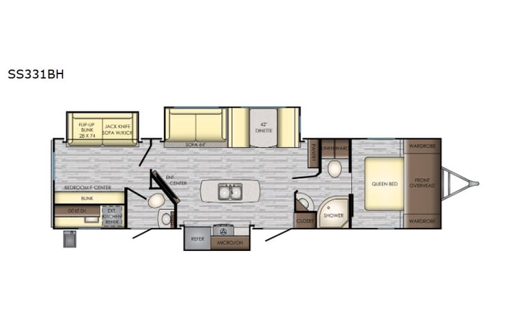 Representative floor plan provided by a trusted RVshare partner.