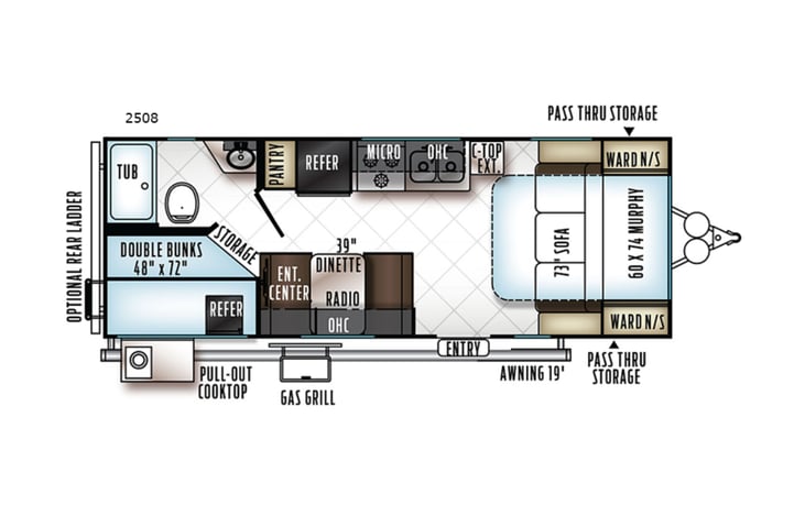 Representative floor plan provided by a trusted RVshare partner.