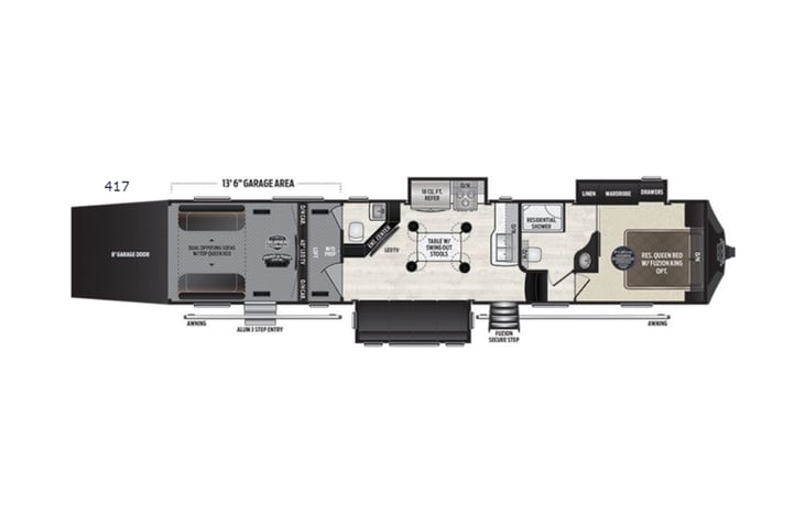 Representative floor plan provided by a trusted RVshare partner.