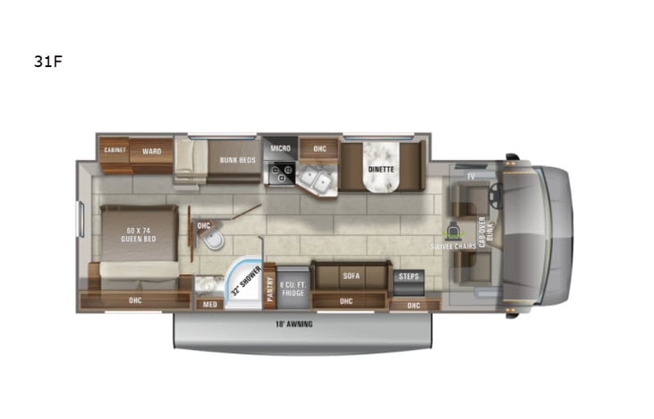 Representative floor plan provided by a trusted RVshare partner.
