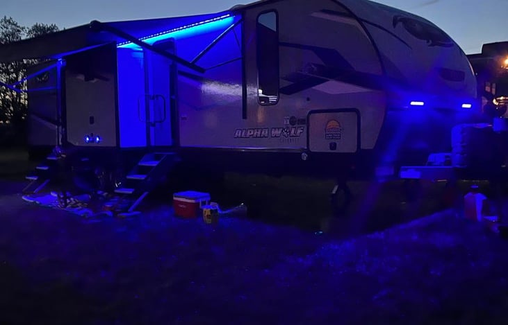 Exterior blue lighting