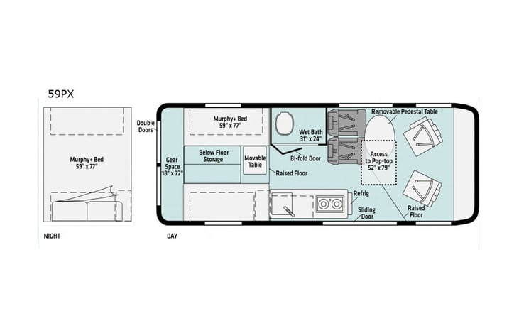 Representative floor plan provided by a trusted RVshare partner.