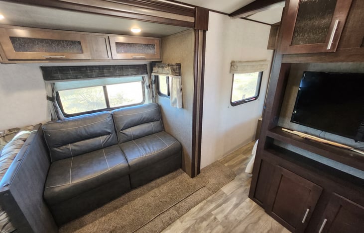 A look at the entertainment and seating area from the front door.