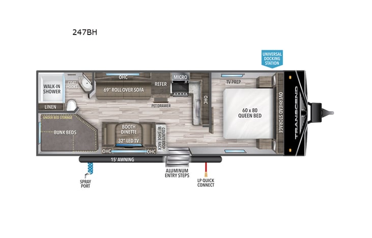 Representative floor plan provided by a trusted RVshare partner.