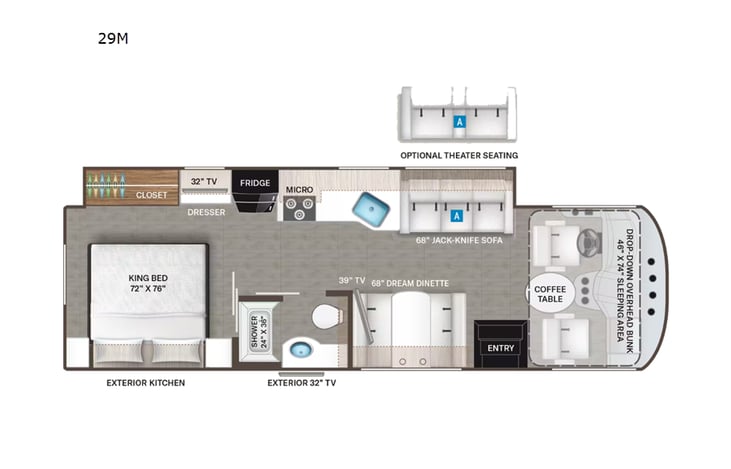 Representative floor plan provided by a trusted RVshare partner.