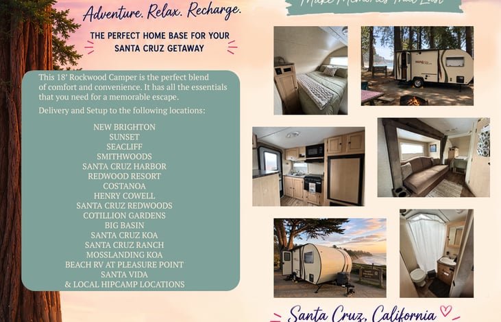 Great local campground locations where the camper can be delivered.