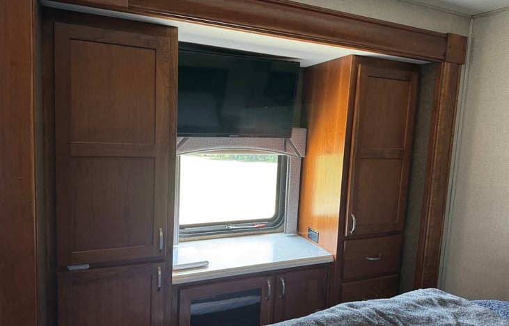 2 closets, 3 drawers and lower cabinets make for plenty of storage in the master.