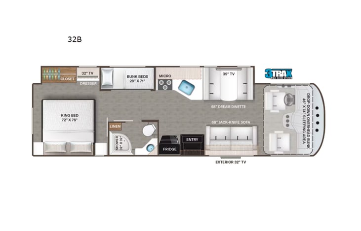 Representative floor plan provided by a trusted RVshare partner.