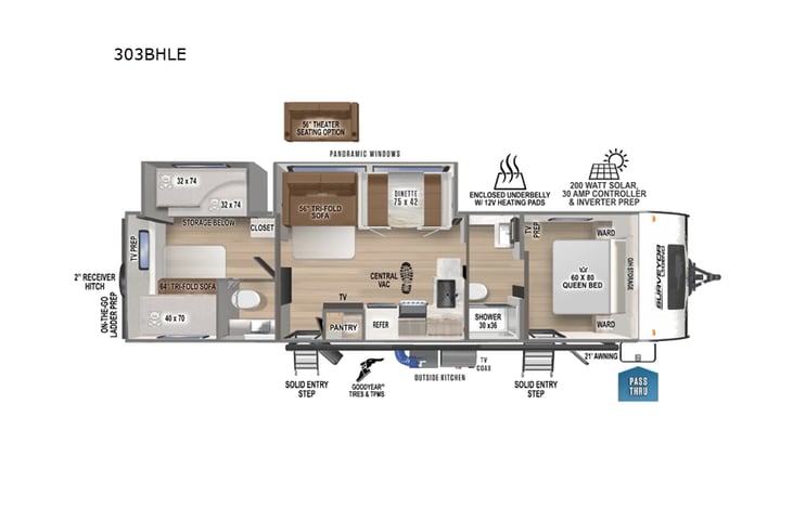 Representative floor plan provided by a trusted RVshare partner.