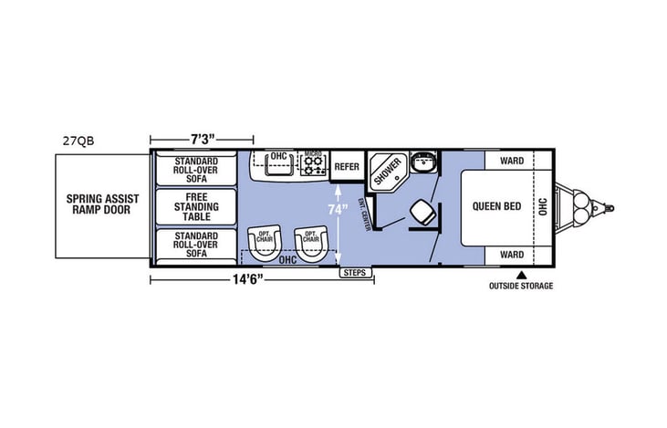Representative floor plan provided by a trusted RVshare partner.