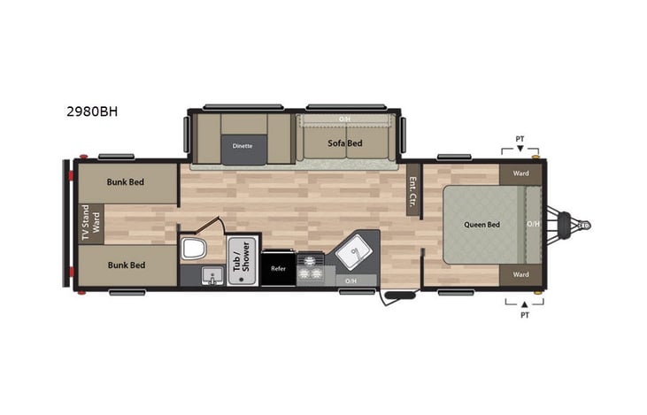 Representative floor plan provided by a trusted RVshare partner.