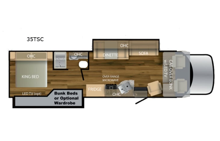Representative floor plan provided by a trusted RVshare partner.