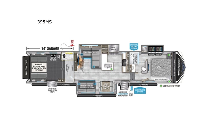 Representative floor plan provided by a trusted RVshare partner.