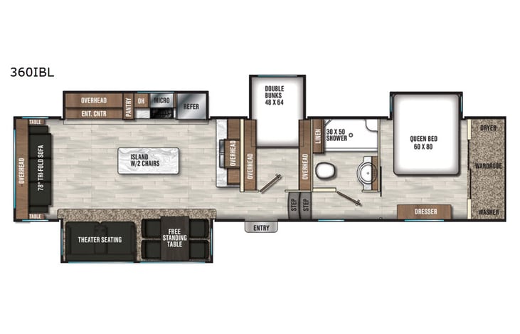 Representative floor plan provided by a trusted RVshare partner.