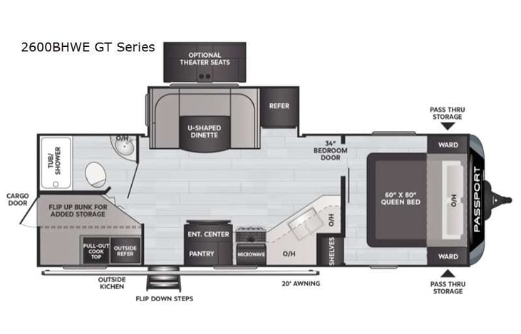 Representative floor plan provided by a trusted RVshare partner.