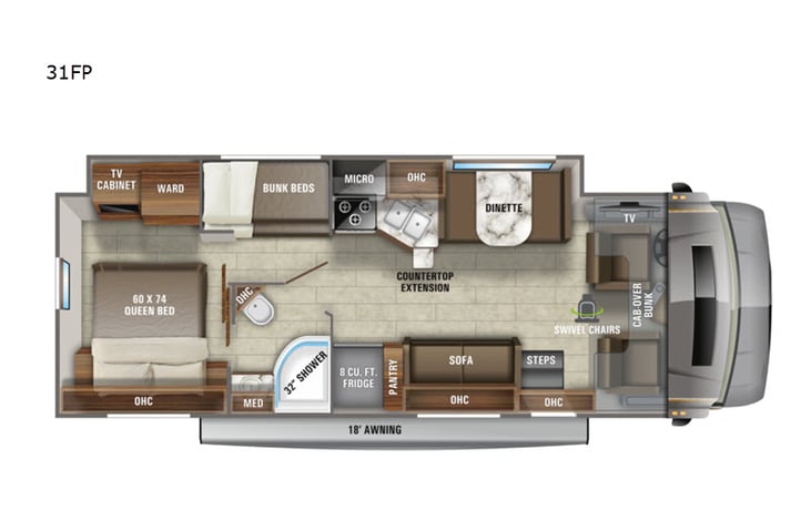 Representative floor plan provided by a trusted RVshare partner.