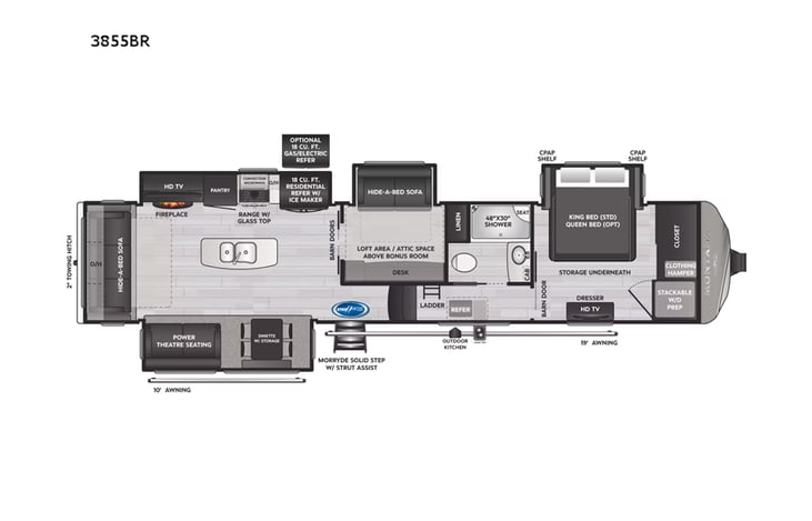 Representative floor plan provided by a trusted RVshare partner.