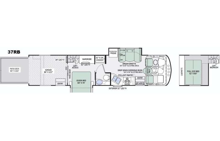 Representative floor plan provided by a trusted RVshare partner.