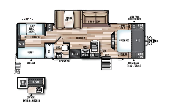 Representative floor plan provided by a trusted RVshare partner.