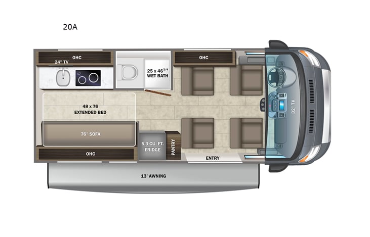 Representative floor plan provided by a trusted RVshare partner.