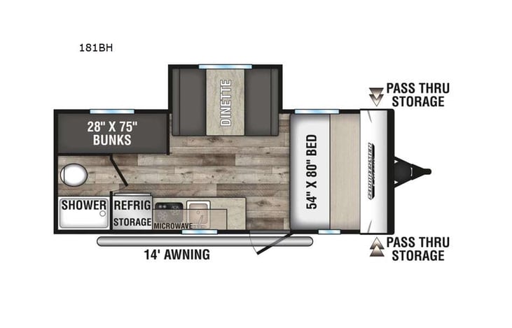 Representative floor plan provided by a trusted RVshare partner.
