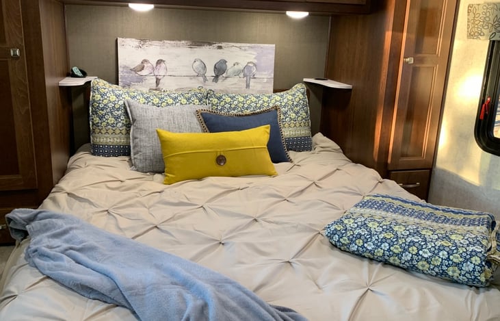 Queen size master bed with private TV