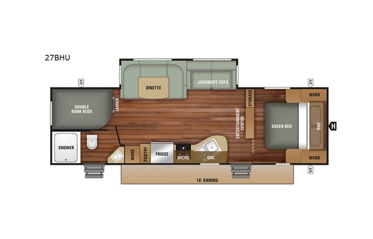Representative floor plan provided by a trusted RVshare partner.