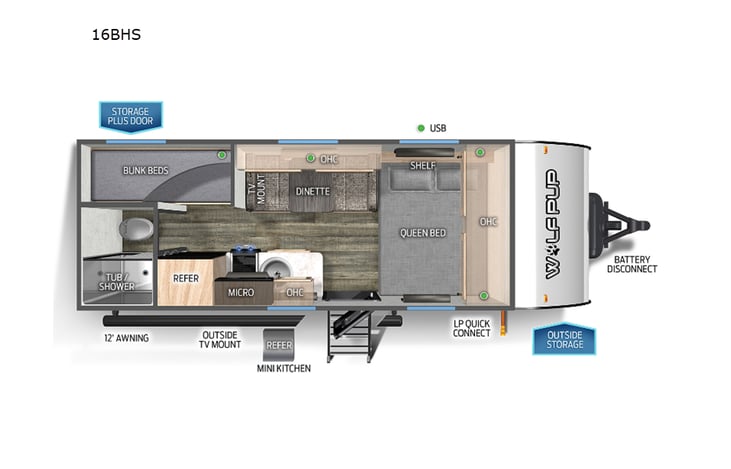 Representative floor plan provided by a trusted RVshare partner.