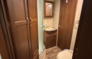 Spacious camper with King master bed.