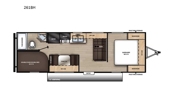 Representative floor plan provided by a trusted RVshare partner.