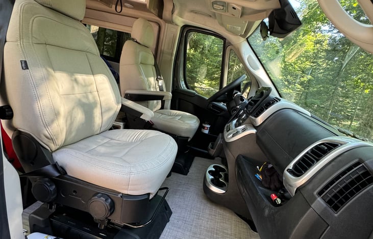 Inside driver cabin. Area is spacious, clean, and brand new.