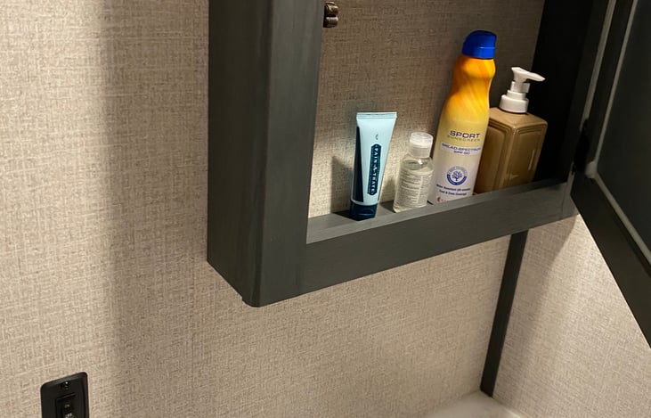 Keep all of your supplies in a convenient location in the bathroom vanities.
