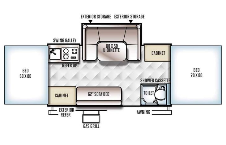 Representative floor plan provided by a trusted RVshare partner.
