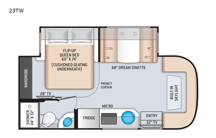 Representative floor plan provided by a trusted RVshare partner.