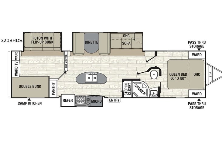 Representative floor plan provided by a trusted RVshare partner.