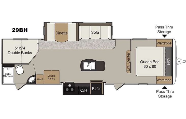 Representative floor plan provided by a trusted RVshare partner.