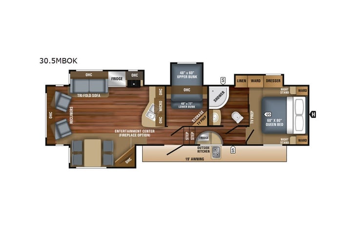Representative floor plan provided by a trusted RVshare partner.