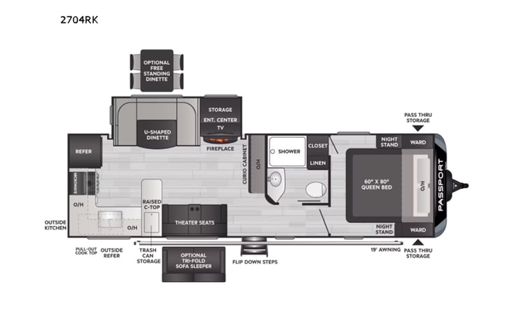 Representative floor plan provided by a trusted RVshare partner.