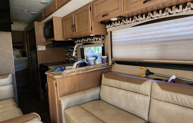 Bench seat pulls out to make small double sleeper for two children