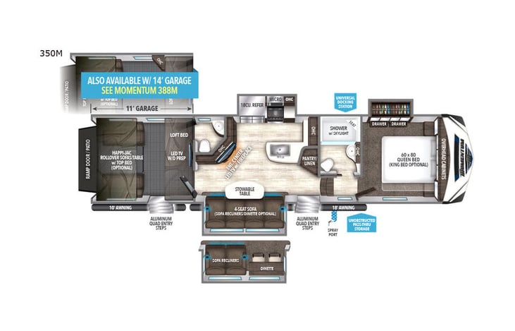 Representative floor plan provided by a trusted RVshare partner.