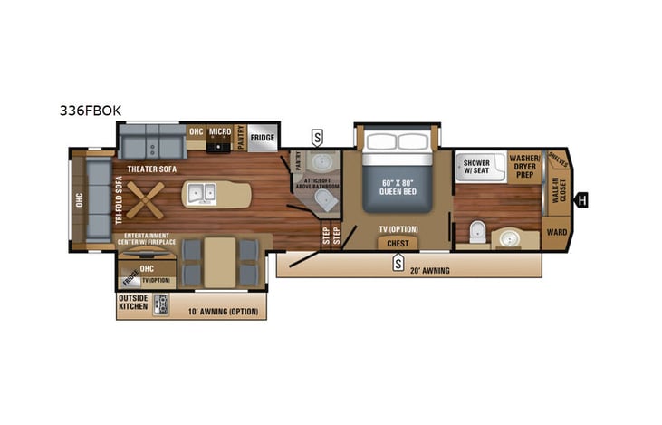 Representative floor plan provided by a trusted RVshare partner.