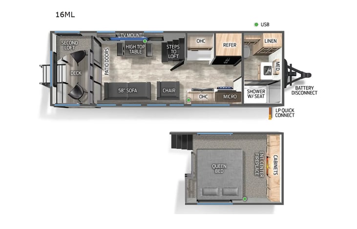 Representative floor plan provided by a trusted RVshare partner.