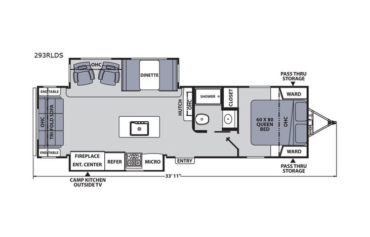 Representative floor plan provided by a trusted RVshare partner.