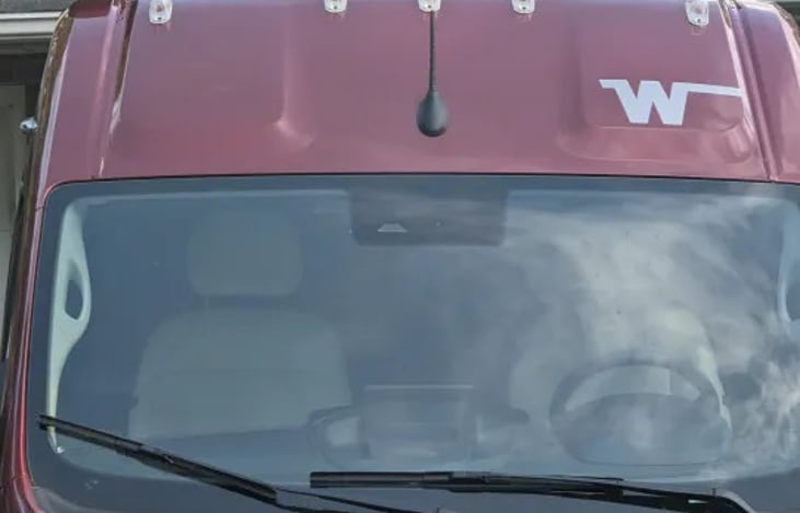 Front view showing internet antennas.